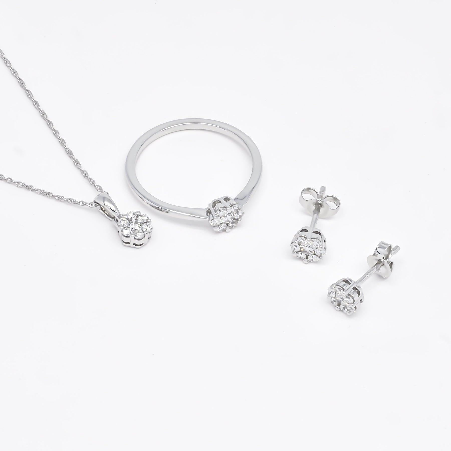 Blue Moonstone and Diamond Earrings, Necklace and Ring 18k Gold Jewelry Set  — Pratima Design Fine Art Jewelry Maui, Hawaii